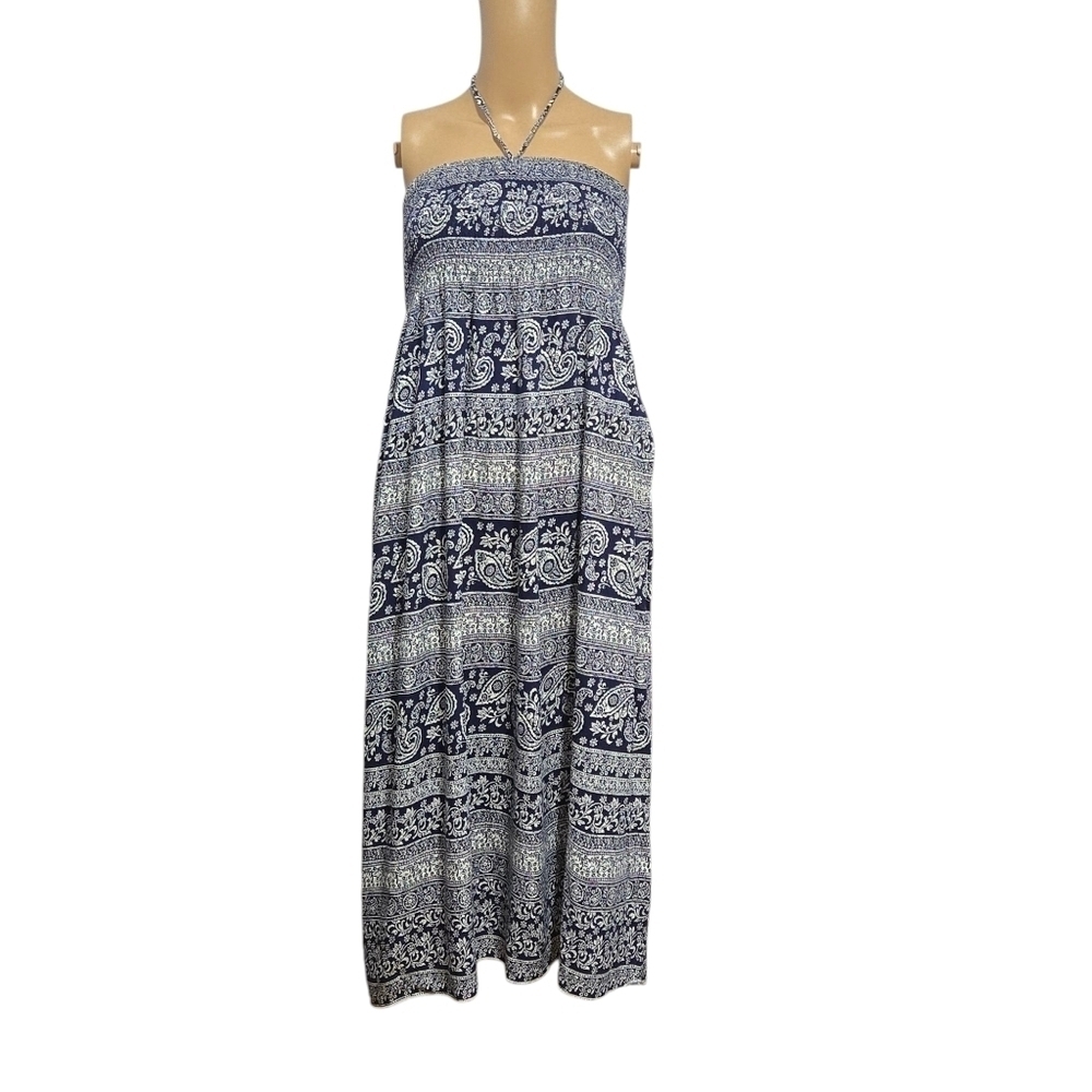 Tropiko Paisley Print Halter Flowy Midi Summer Dress. Small